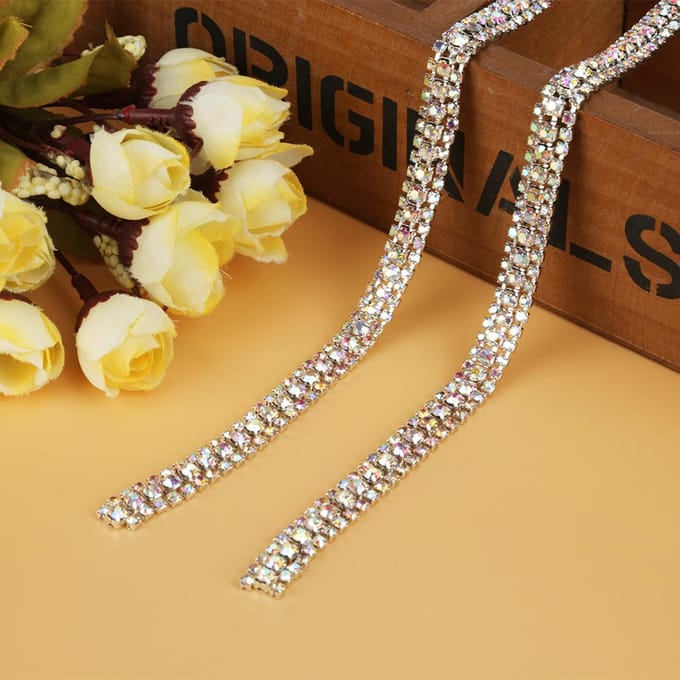 DIY 3 Rijen Diamant Mesh Wrap Rol Kristal Strass Lint Decoratie (Zilver) white