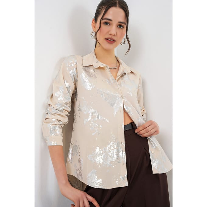 Oversized gestreepte blouse met knopen