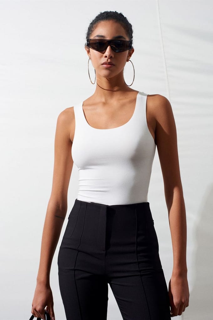 Aansluitend Mouwloze Katoenmix Cami Blouse