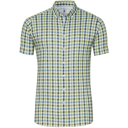 Desoto Overhemd Casual Button-Down Multi Check Lime Green-Blue / male