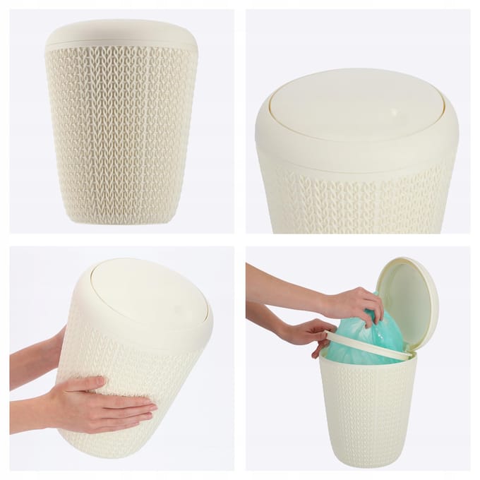 CURVER Badkamer Afvalbak Kantelbaar 6L Crème