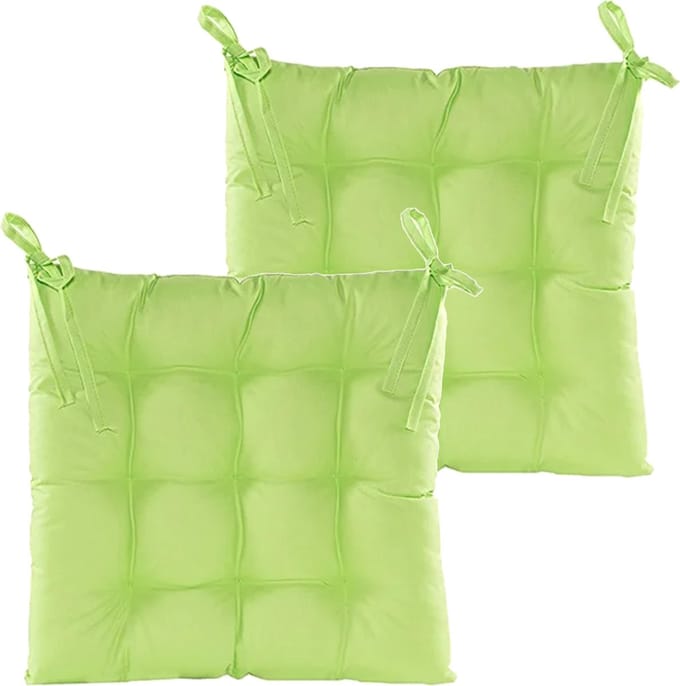 Anna's collection Stoelkussen gewatteerd - 2x - groen - 38 x 38 cm - binnen/buiten
