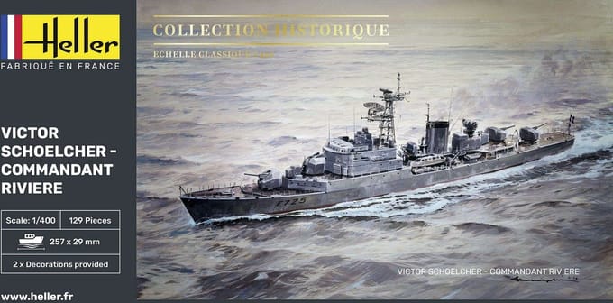 Heller Modelbouwpakket Militaire voertuigen - 57015 Victor Schoelcher - Commandant Riviere - Starter Kit Plastic - 1:400 - Modelbouw