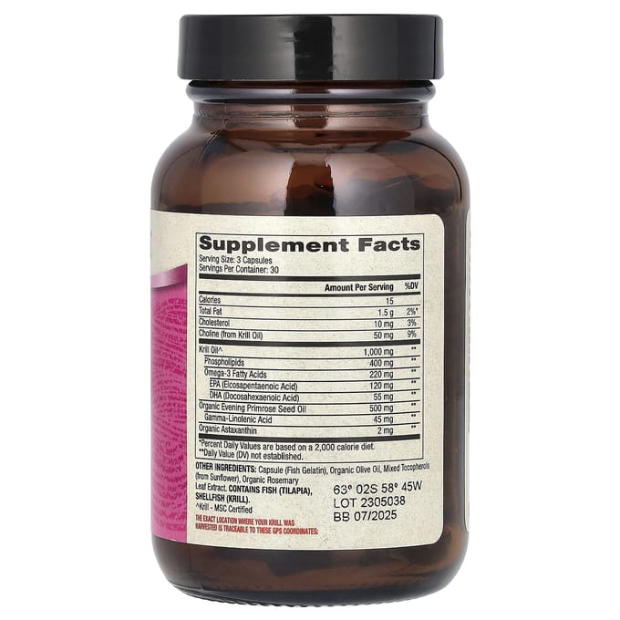 Dr. Mercola, Huile de krill antarctique pour femmes, 90 capsules