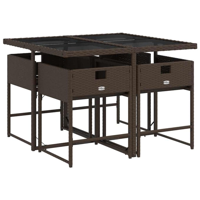 Vidaxl 5-Cz. Tuinmeubelset met Kussens, Bruin, Polyrotan