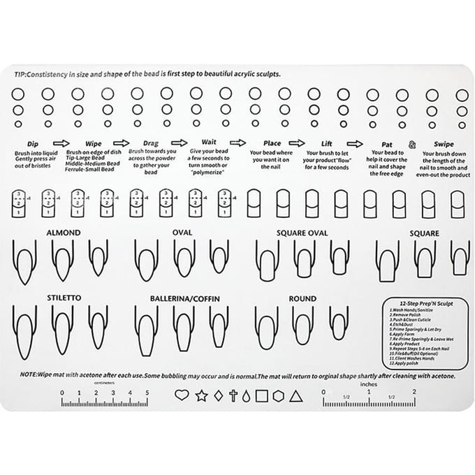 Siliconen Acryl Nagel Oefen Trainingsvel Mat Manicure Nagel Pad Acryl Tips Toepassing Leermiddel wit
