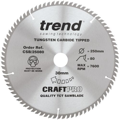Trend cirkelzaagblad 250x30x3,0mm 80T