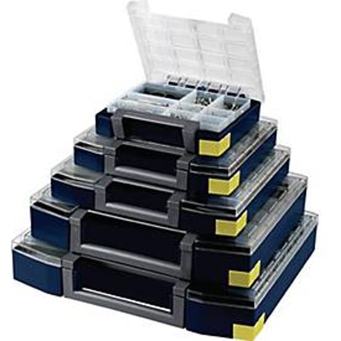 RAACO assortimentskoffer Boxxser, B 421 x D 361 x H 55 mm, 25 vakken, profielraster, polypropeen