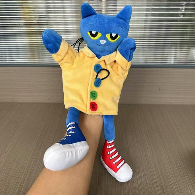 30cm Pete De Kat Handpop Pluche Kinderen Zachte Pop Talkshow Feest Attributen Kerstpop Pluche Speelgoed Poppen Kinderen Cadeau 30cm blue