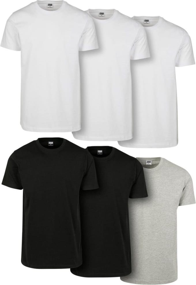 Urban Classics - Basic 6-Pack Heren T-shirt - XXL - Multicolours