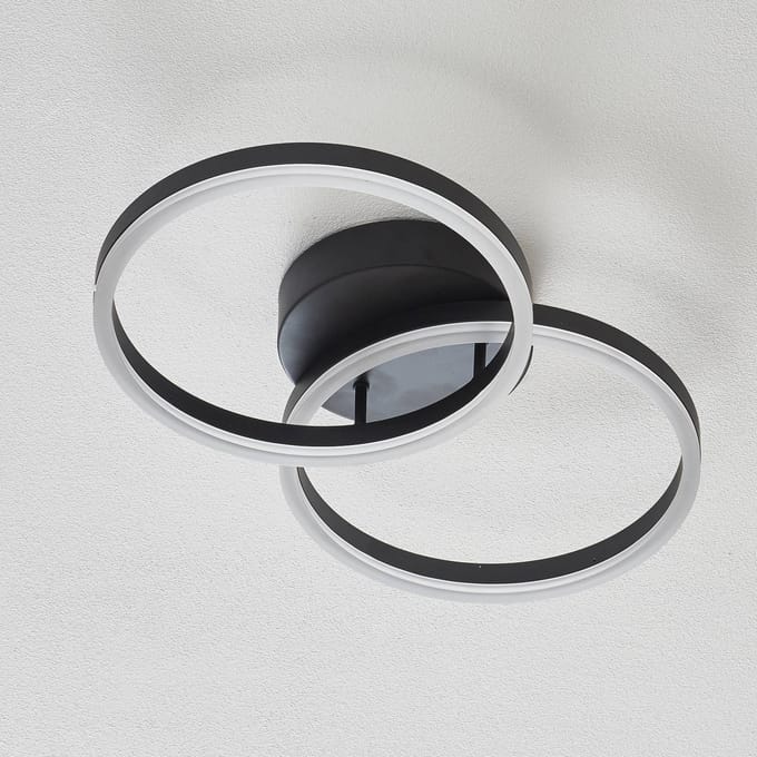Fabas Luce LED plafondlamp Giotto, 2-lamps, zwart