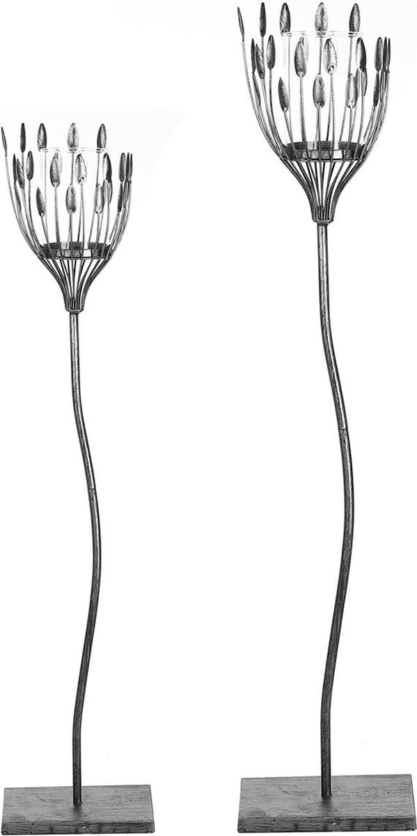 1 Windlicht "Trevi", glas, metaal, zilverkleurig, 93 cm hoog