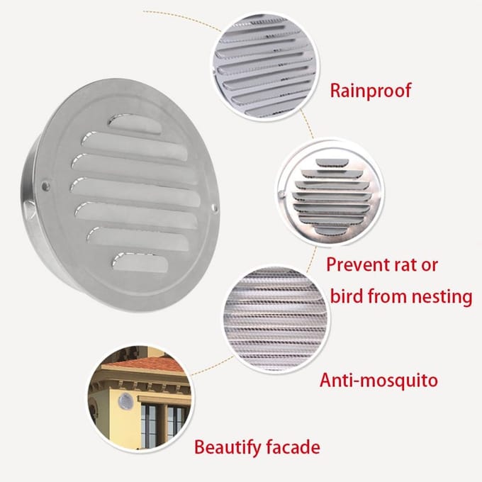 Rond Ventilatiescherm Wit 100mm met Insectennet voor Binnen en Buiten Ventilatie