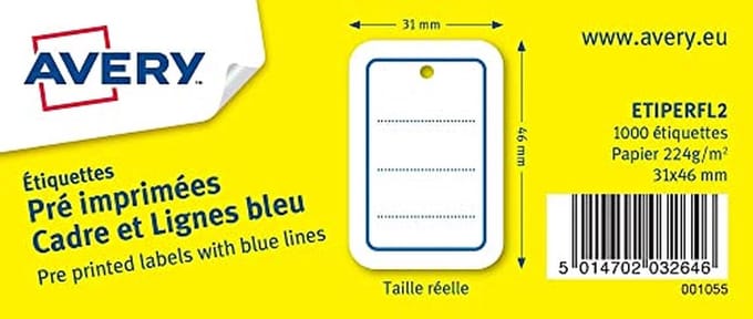 Geperforeerde Etiketten voor Frame - 1000 stuks - 31x46mm - Wit