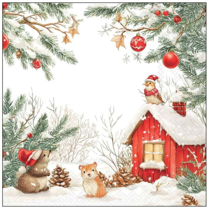 Servetten "Friends by the cabin" 33x33 cm