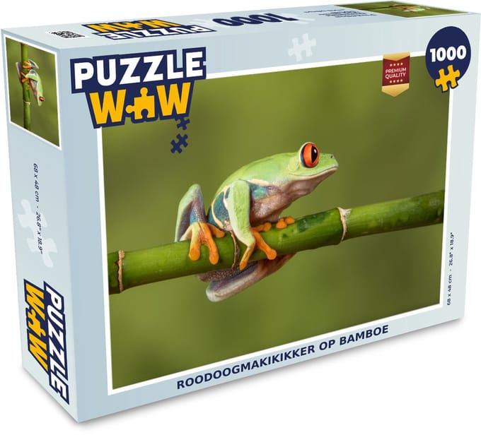 Puzzel Roodoogmakikikker op bamboe - Legpuzzel - Puzzel 1000 stukjes volwassenen