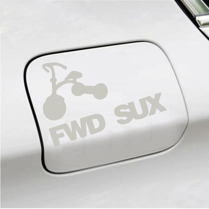 Bumpersticker - FWD SUX - 12,2 X 18 - Zilver
