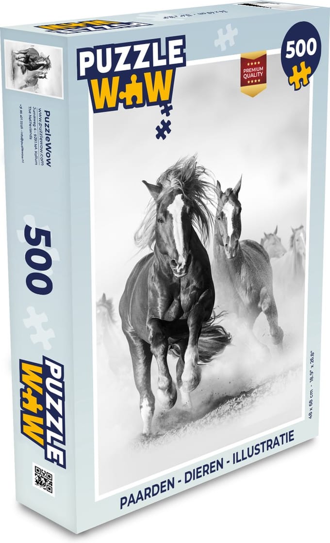Puzzel Paarden - Dieren - Illustratie - Legpuzzel - Puzzel 500 stukjes