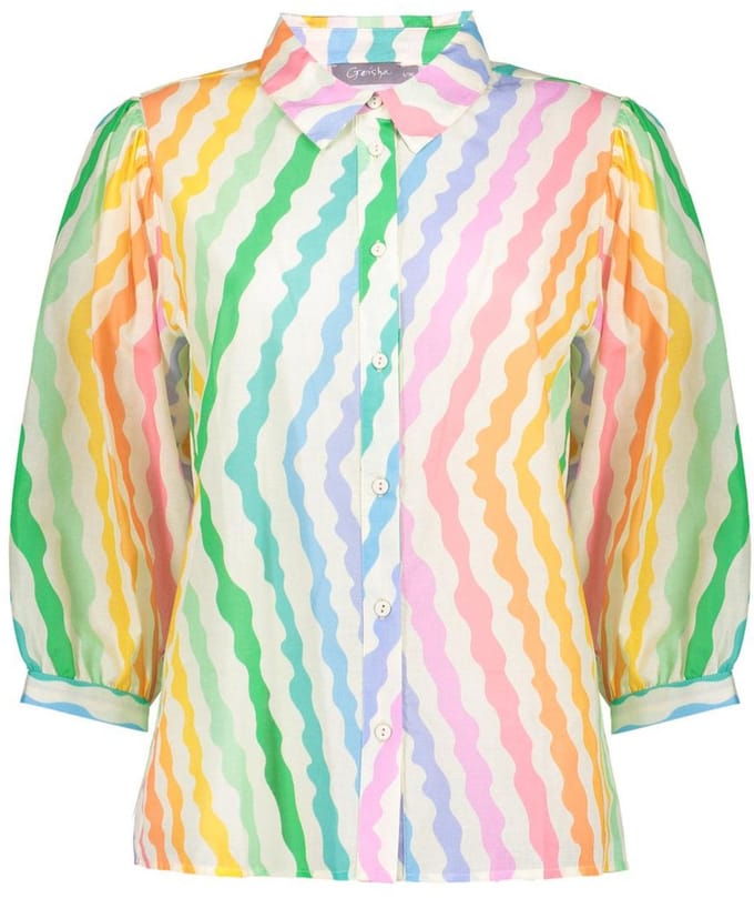 Geisha Blouse Blouse 53467 20 Off-white/yellow/coral Dames Maat - M
