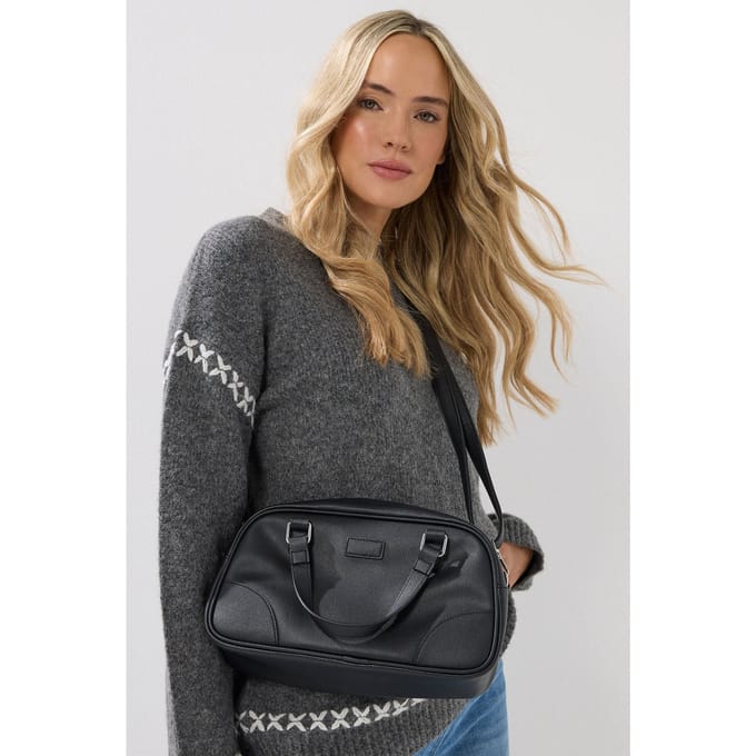 Yours Zwarte Crossbodytas Van Imitatieleersize ONE