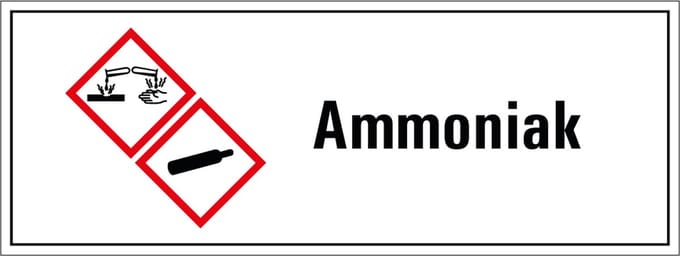 Ammoniak GHS tekststicker 200 x 75 mm