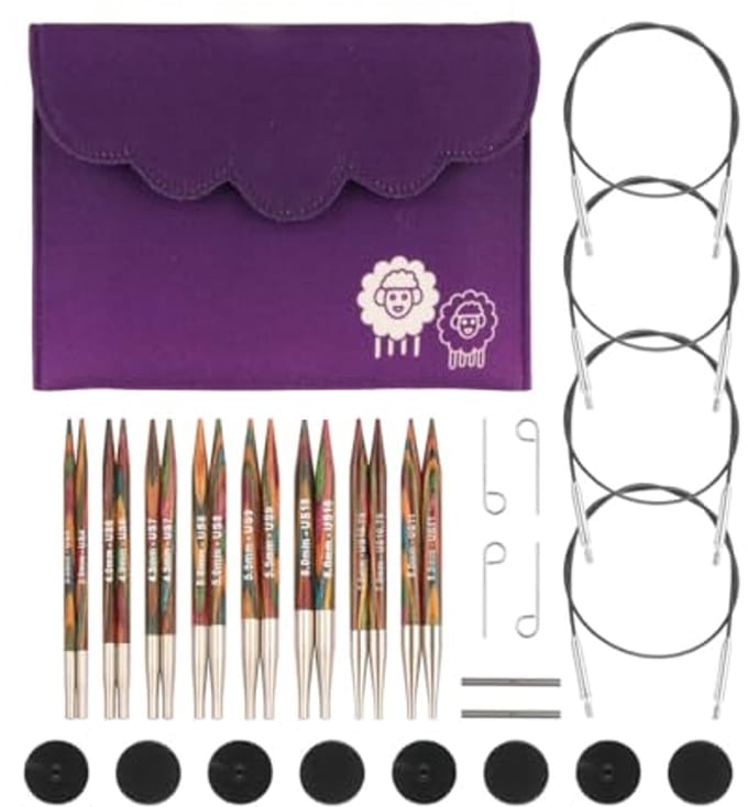 Interchangeable circular knitting needles tips luxury set 3.5-8 mm
