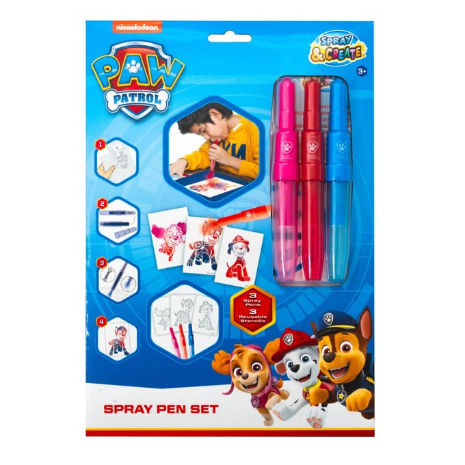PAW Patrol spray pen set A4 envelop, 3 pennen en 3 sjablonen