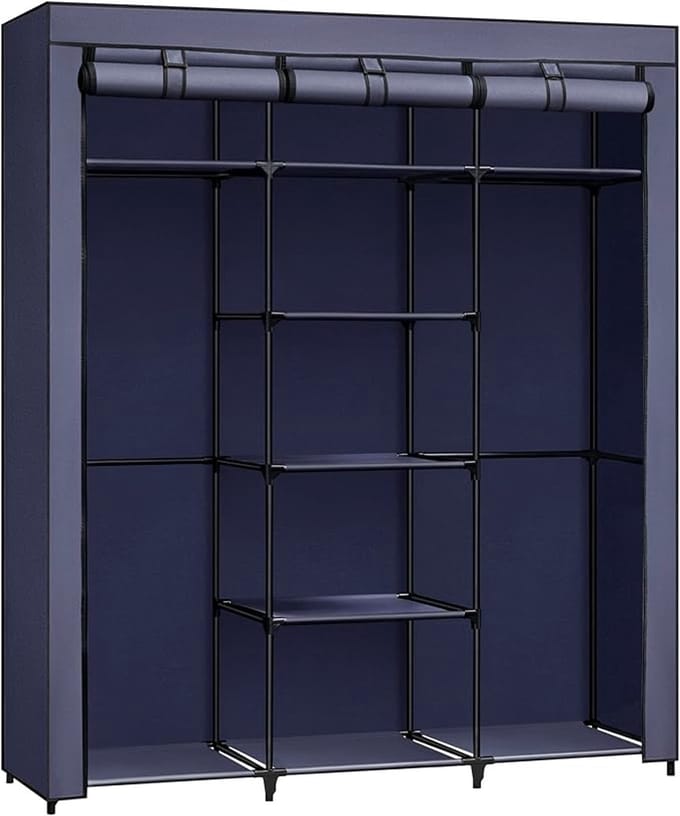 MAZAZU - Kledingkast - Oprolbare Deuren - Donkerblauw - 45x150x175