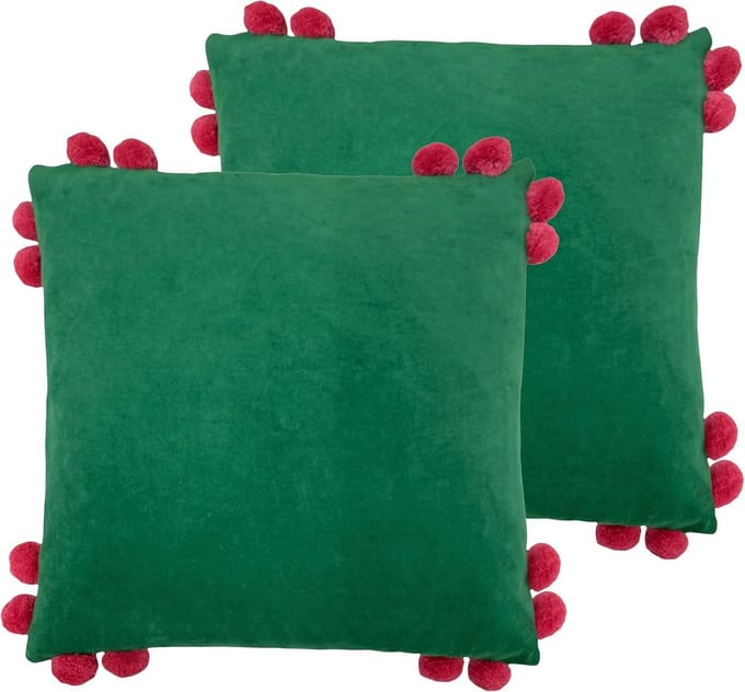 Furn. Hoola Pom-Pom Polyester Gevuld Kussen - Twin Pack