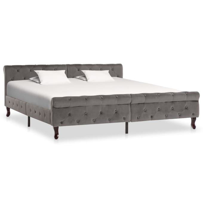 vidaXL - Bedframe - fluweel - grijs - 180x200 - cm