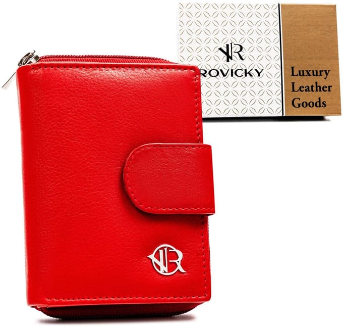 Rovicky - Kleine Leren Portemonnee - Drukknop - Rood