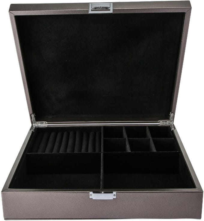 Emilie collection - sieradendoos - luxe juwelendoos - metallic zilver - beautycase - maat large