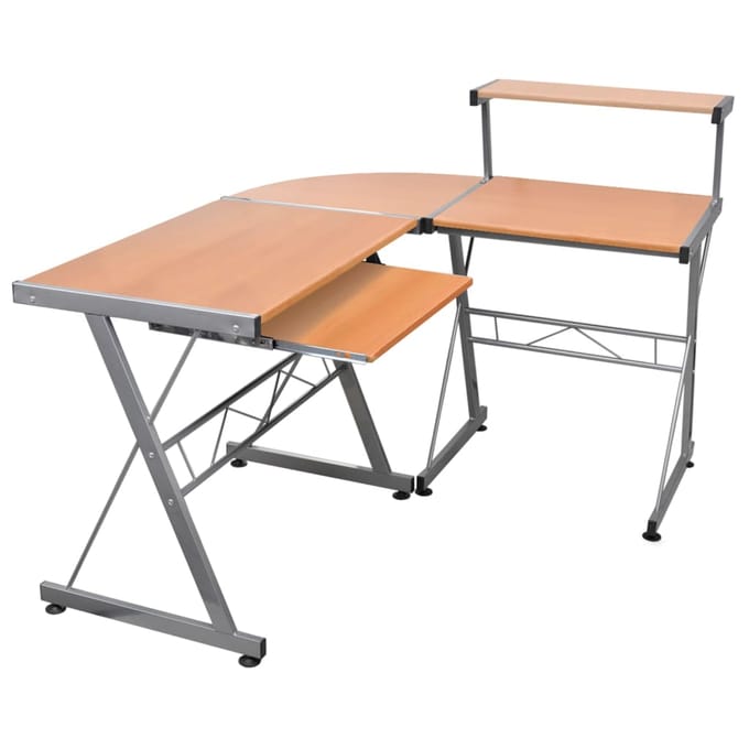 vidaXL - Hoekbureau - 132x112x99 - cm - bewerkt - hout - bruin