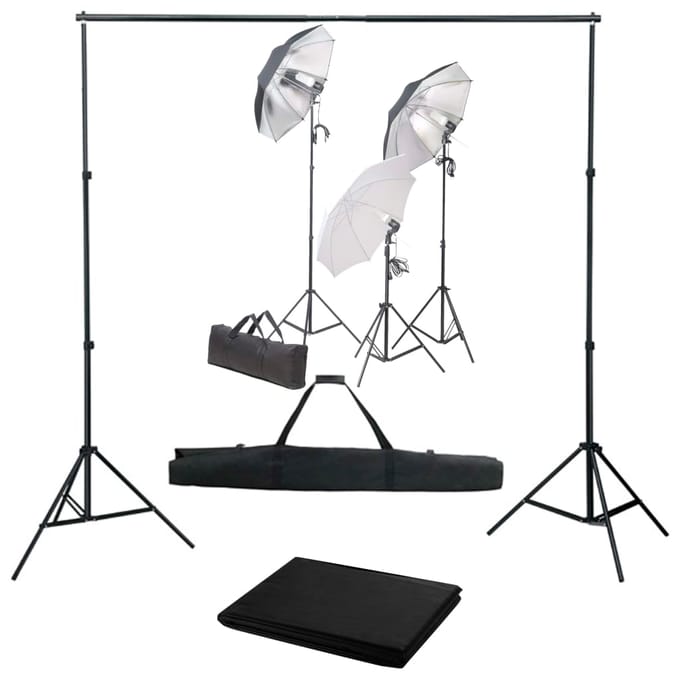 vidaXL - Fotostudioset - met - verlichtingsset - en - achtergrond