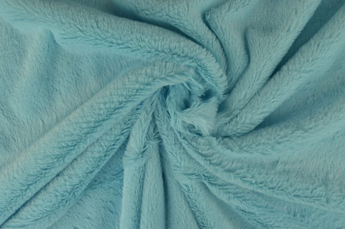 10 meter zachte bont stof - Aqua blauw - Pluche stoffen - 155cm breed