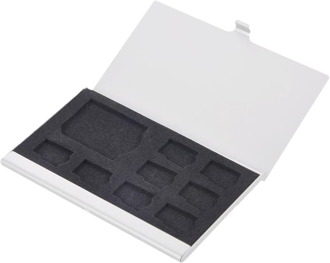 Geheugenkaarthouder - Kaartbox - Opslag Kaarten - Aluminium Behuizing - 9 Kaarten - Zwart