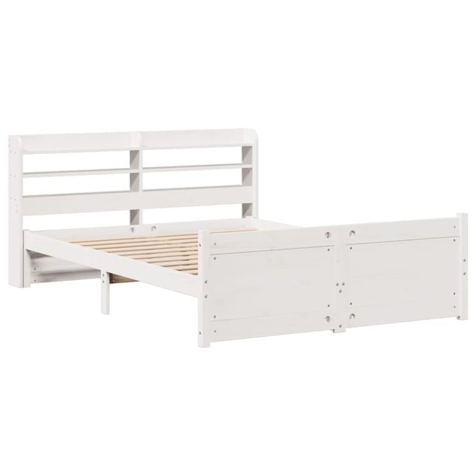 vidaXL - Bedframe - met - hoofdbord - massief - grenenhout - wit - 150x200 - cm