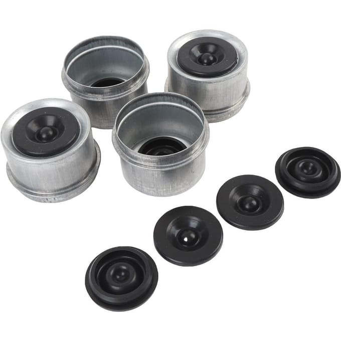 1.98in Stofkap voor aanhangeras met 4 rubberen pluggen Metalen afdekkingen voor aanhangeraslager Vetdeksels Vervanging voor Dexter 2000 gray