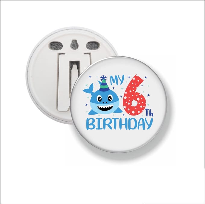 Button Met Clip 58 MM - My 6th Birthday