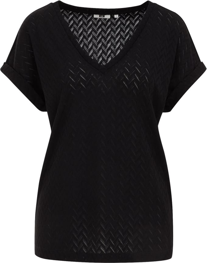 WE Fashion Dames T-shirt met opengewerkt dessin
