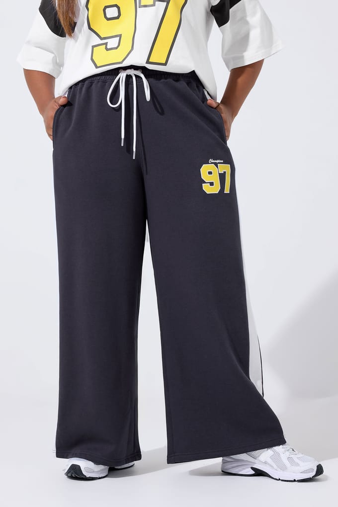 Limited Collection Navy Blue '97' Varsity Wide Leg Joggers Size 42
