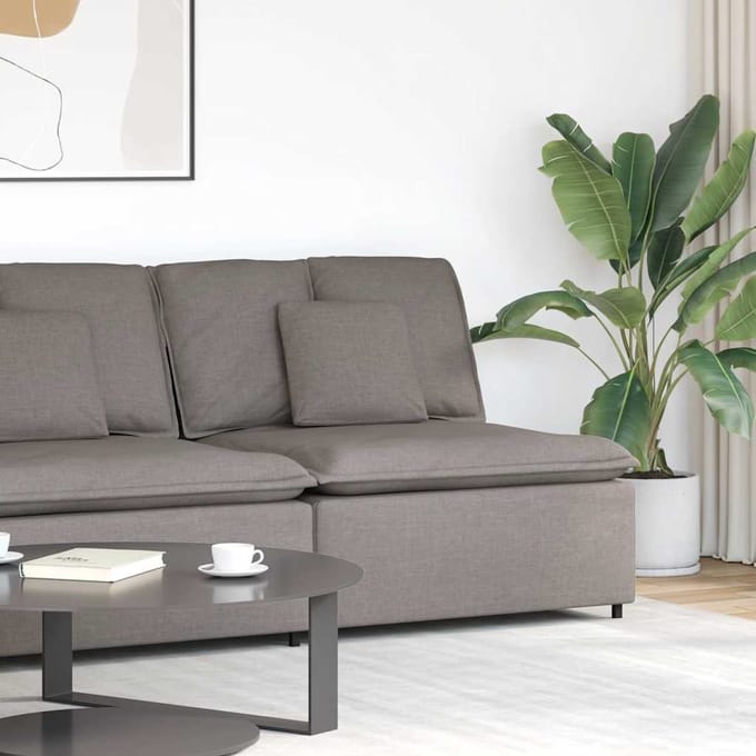 vidaXL - Modulaire - bank - middenmodule - met - kussens - 100 - cm - taupe