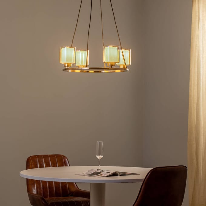 Lucea Kroonluchter Ressa Ø 59 cm antiek messing, 4-lamps.