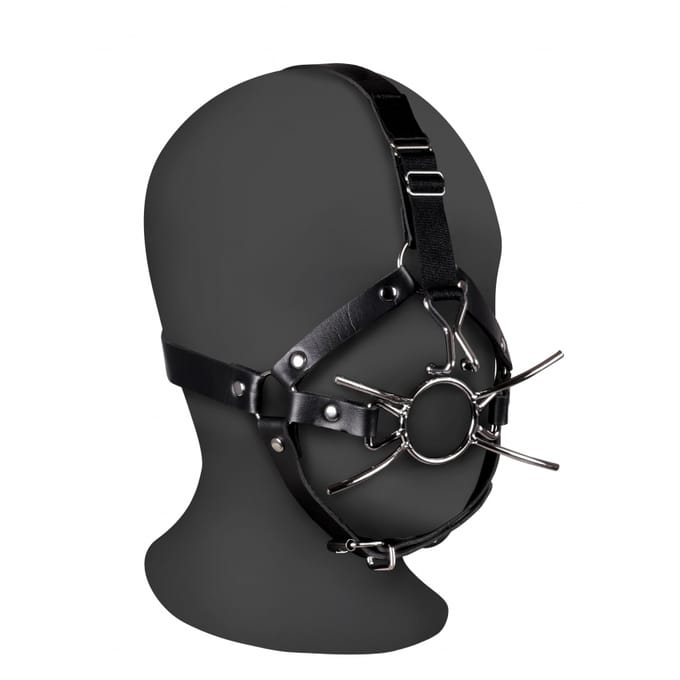 Shots - Ouch! Head Harness met Spider Gag en Neushaken - Zwart