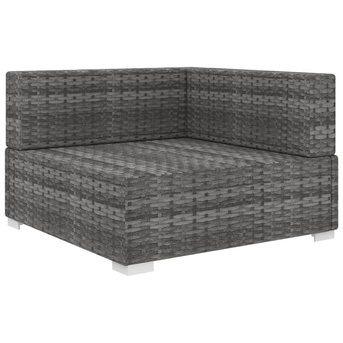 vidaXL Tuinstoel met kussens hoeksectie poly rattan grijs