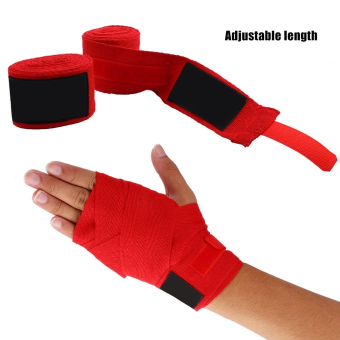 Adultes 1 Paire Bandes Élastiques Bandage pour Boxe Kickboxing Muay Thai (rouge) rouge