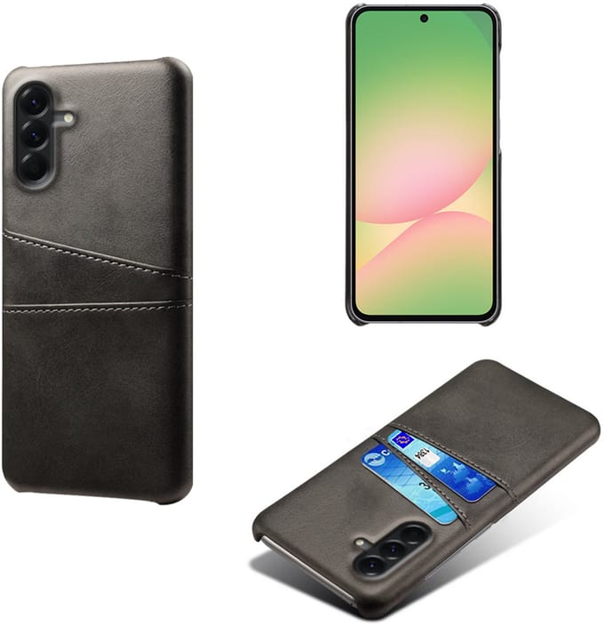 Backcover met Opbergvakjes + PMMA Screenprotector voor Galaxy A57 _ Zwart