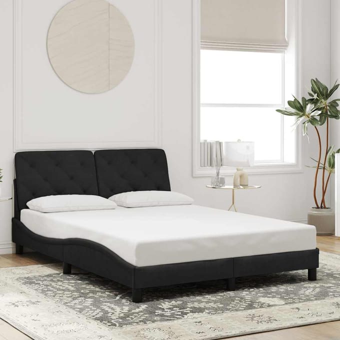 vidaXL - Bedframe - zonder - matras - 140x190 - cm - fluweel - zwart