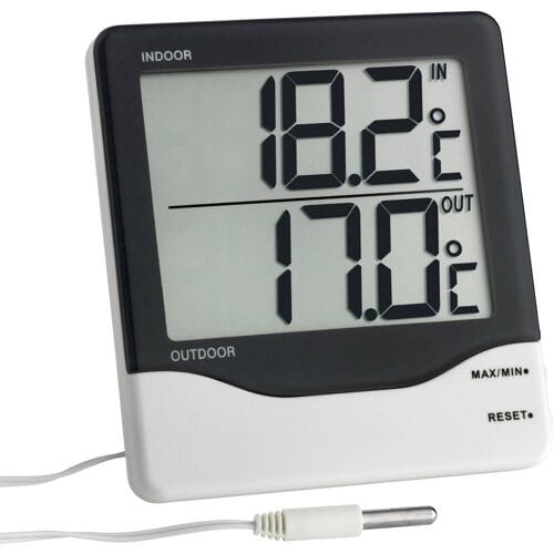TFA Dostmann sku 30.1011.K Kabelgebonden thermometer Zwart-wit