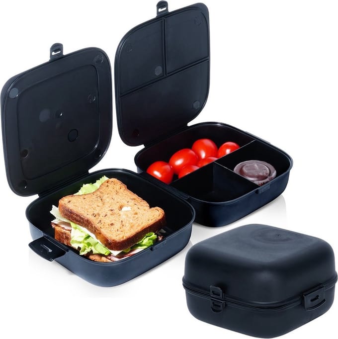 Lunchbox Lunchbox Split Zwart 2x700 ml - Bento Box - Broodtrommel